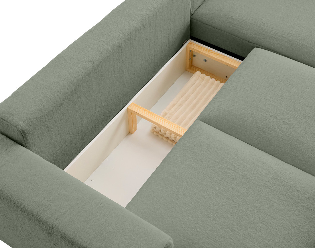 Canapé d'angle réversible 4 places convertible en fausse fourrure Livy