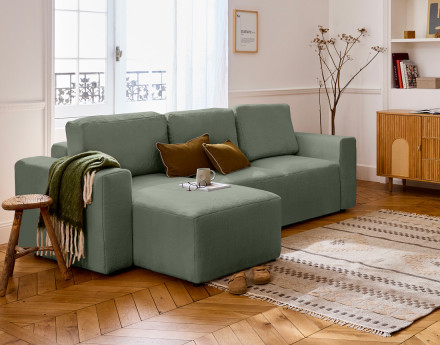 Canapé d'angle réversible 4 places convertible en fausse fourrure Livy