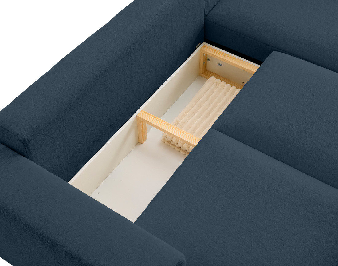 Canapé d'angle réversible 4 places convertible en fausse fourrure Livy