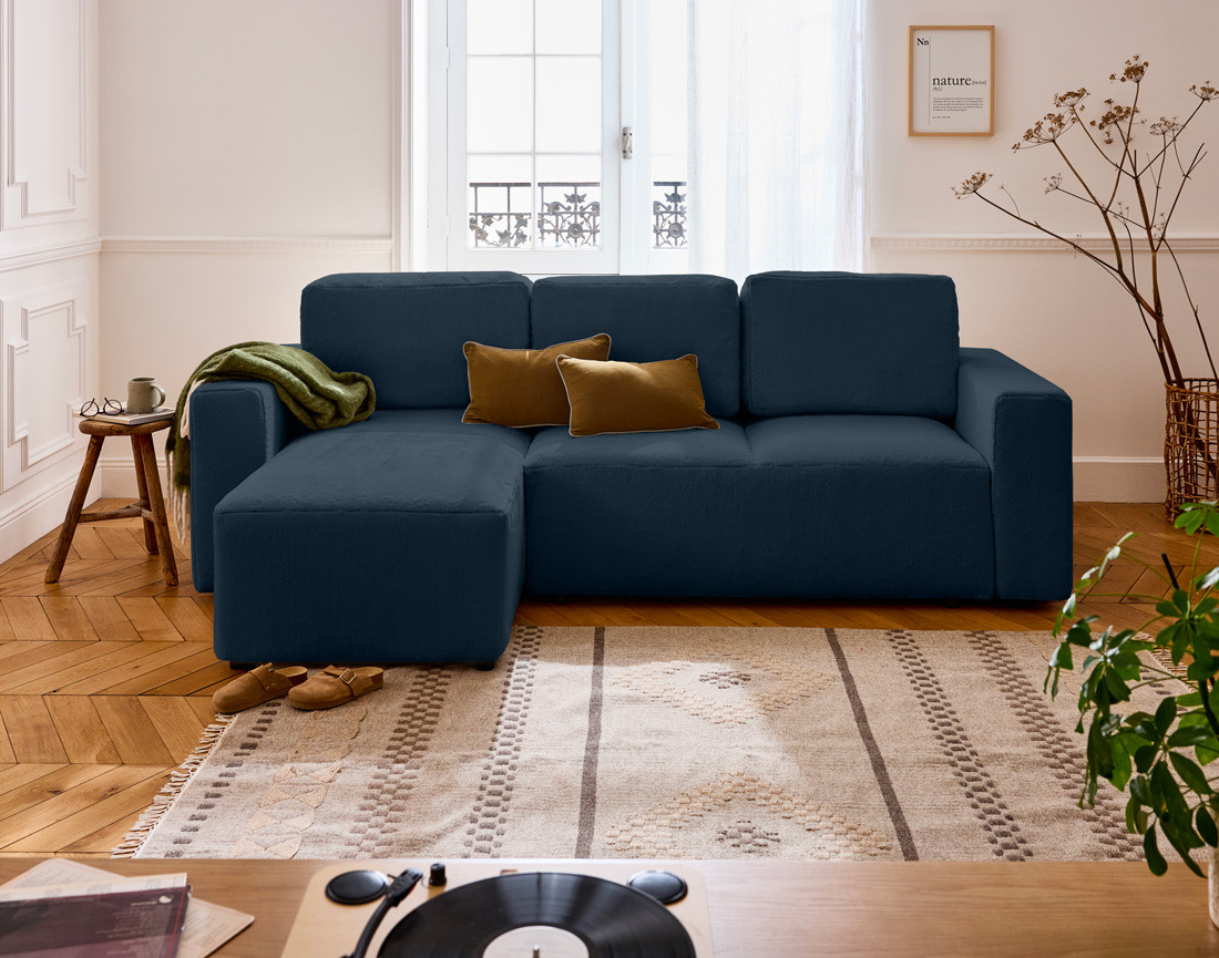 Canapé d'angle réversible 4 places convertible en fausse fourrure Livy