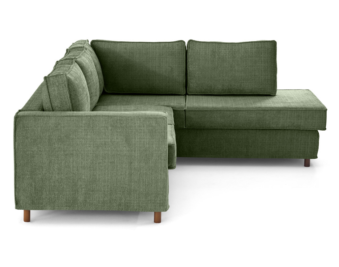 Canapé déhoussable d'angle droit 5 places en velours texturé Jake