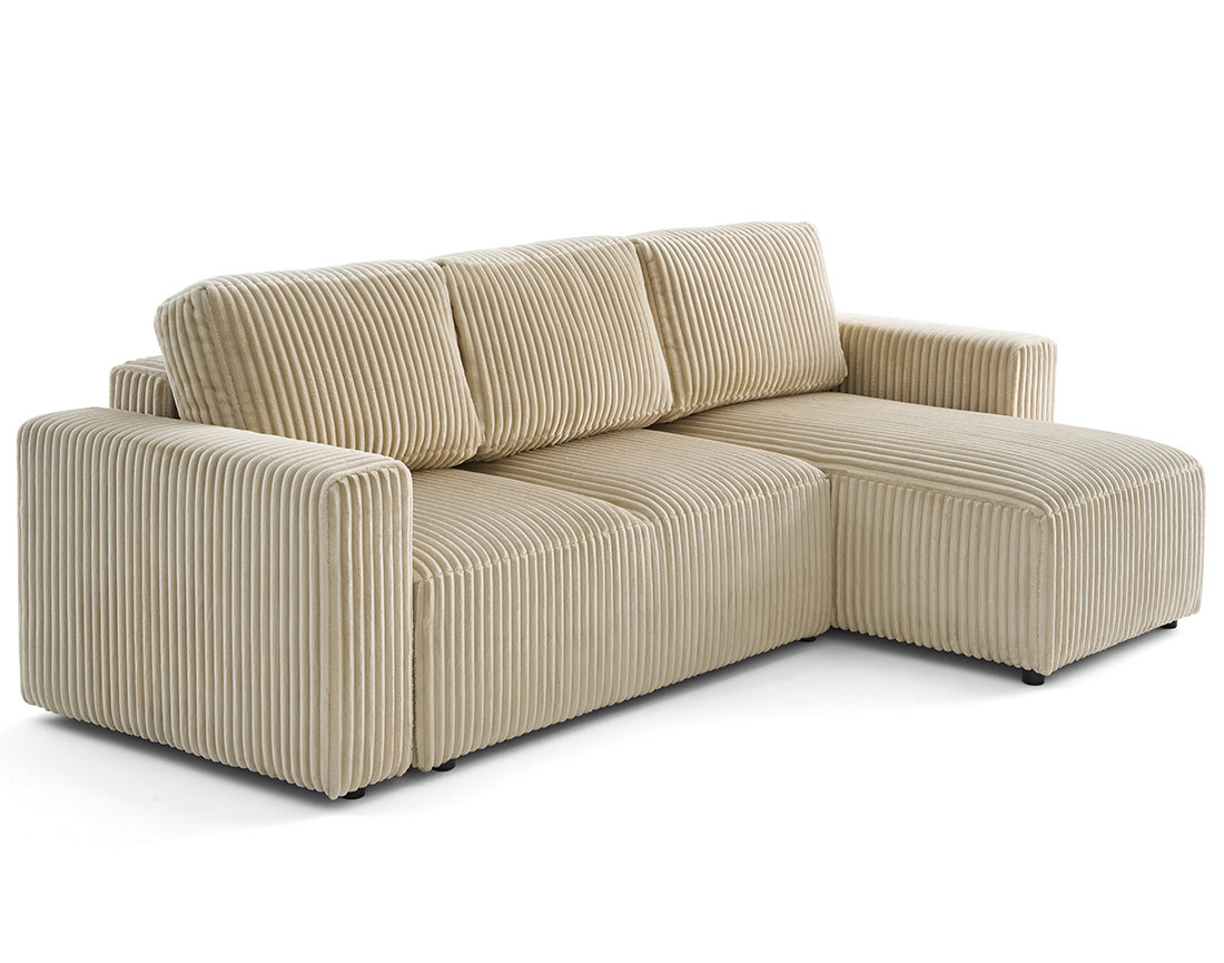 Canapé d'angle 4 places convertible en velours grosses côtes Livy Canapé d'angle 4 places convertible en velours grosses côtes Livy