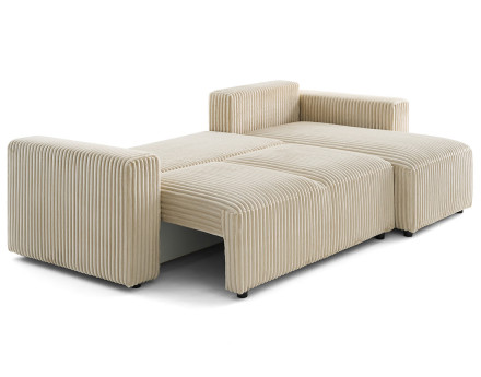 Canapé d'angle 4 places convertible en velours grosses côtes Livy
