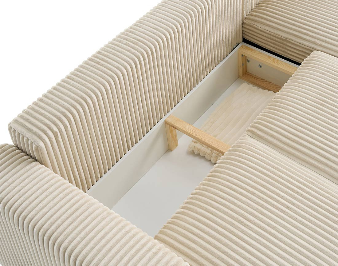 Canapé d'angle 4 places convertible en velours grosses côtes Livy Canapé d'angle 4 places convertible en velours grosses côtes Livy