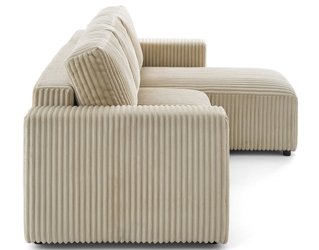 Canapé d'angle 4 places convertible en velours grosses côtes Livy Canapé d'angle 4 places convertible en velours grosses côtes Livy