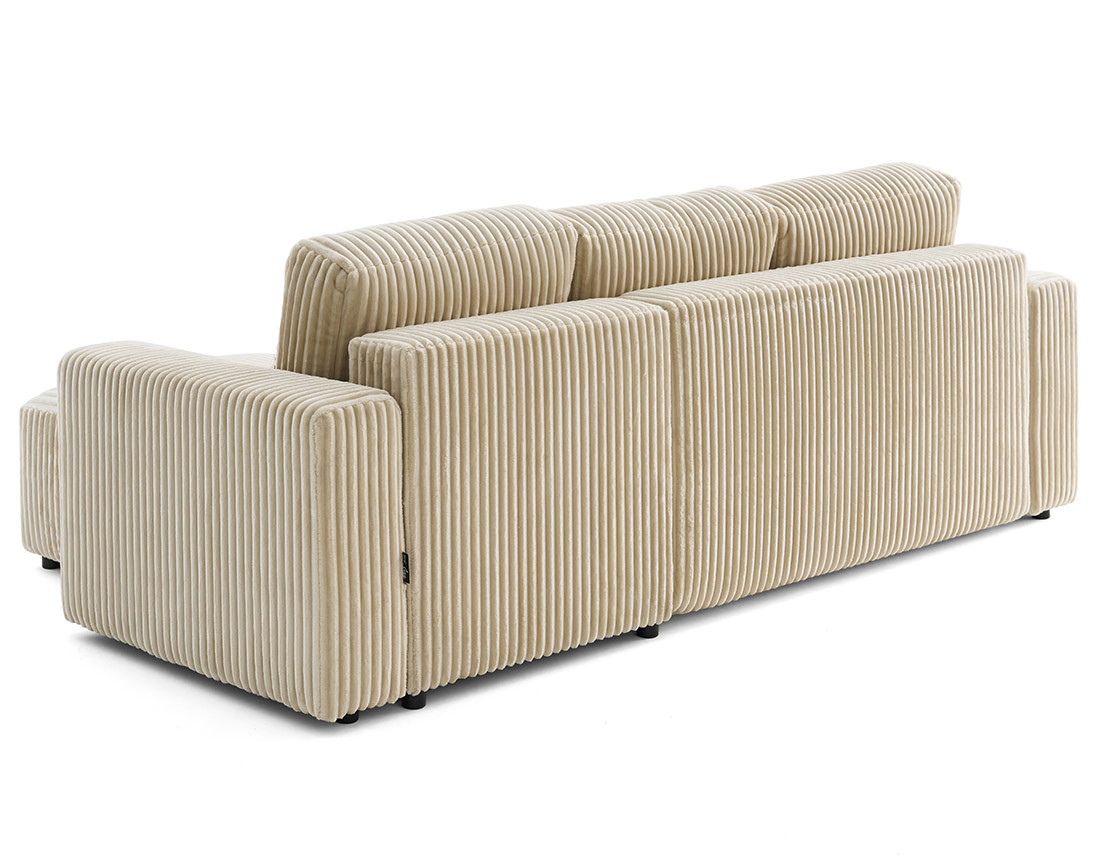 Canapé d'angle 4 places convertible en velours grosses côtes Livy Canapé d'angle 4 places convertible en velours grosses côtes Livy