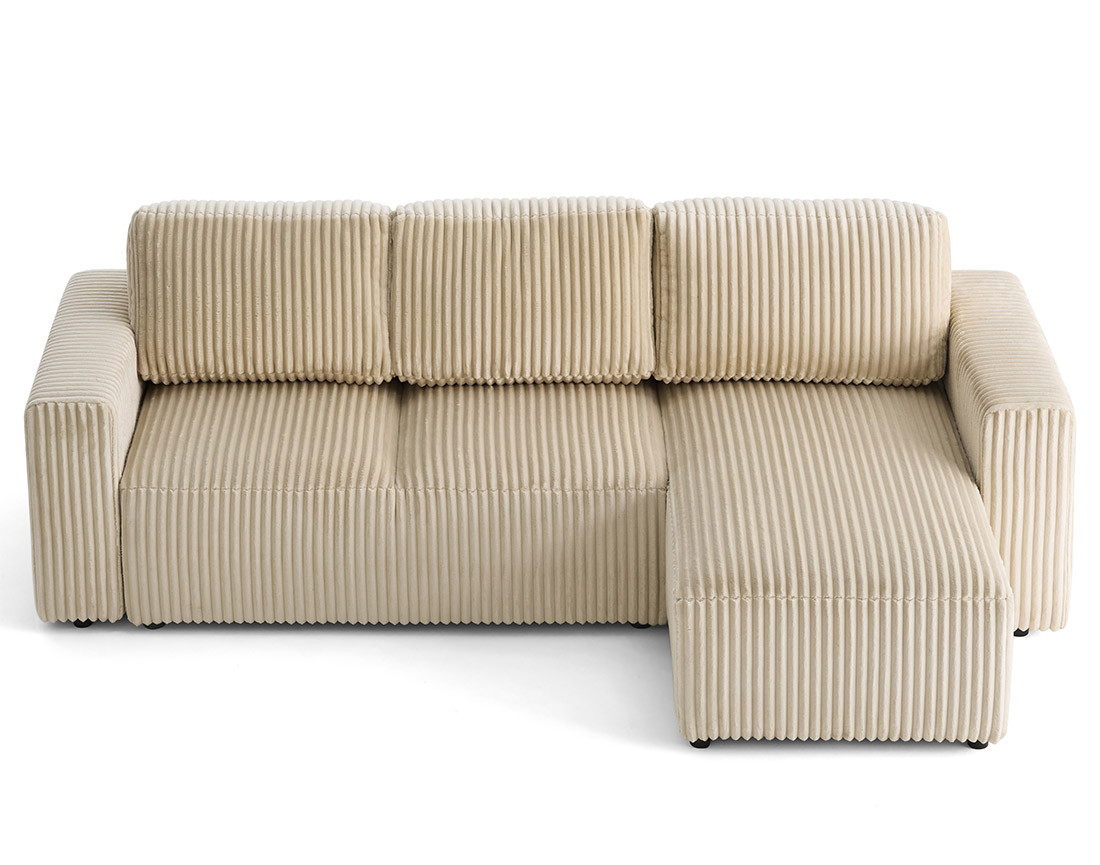 Canapé d'angle 4 places convertible en velours grosses côtes Livy Canapé d'angle 4 places convertible en velours grosses côtes Livy