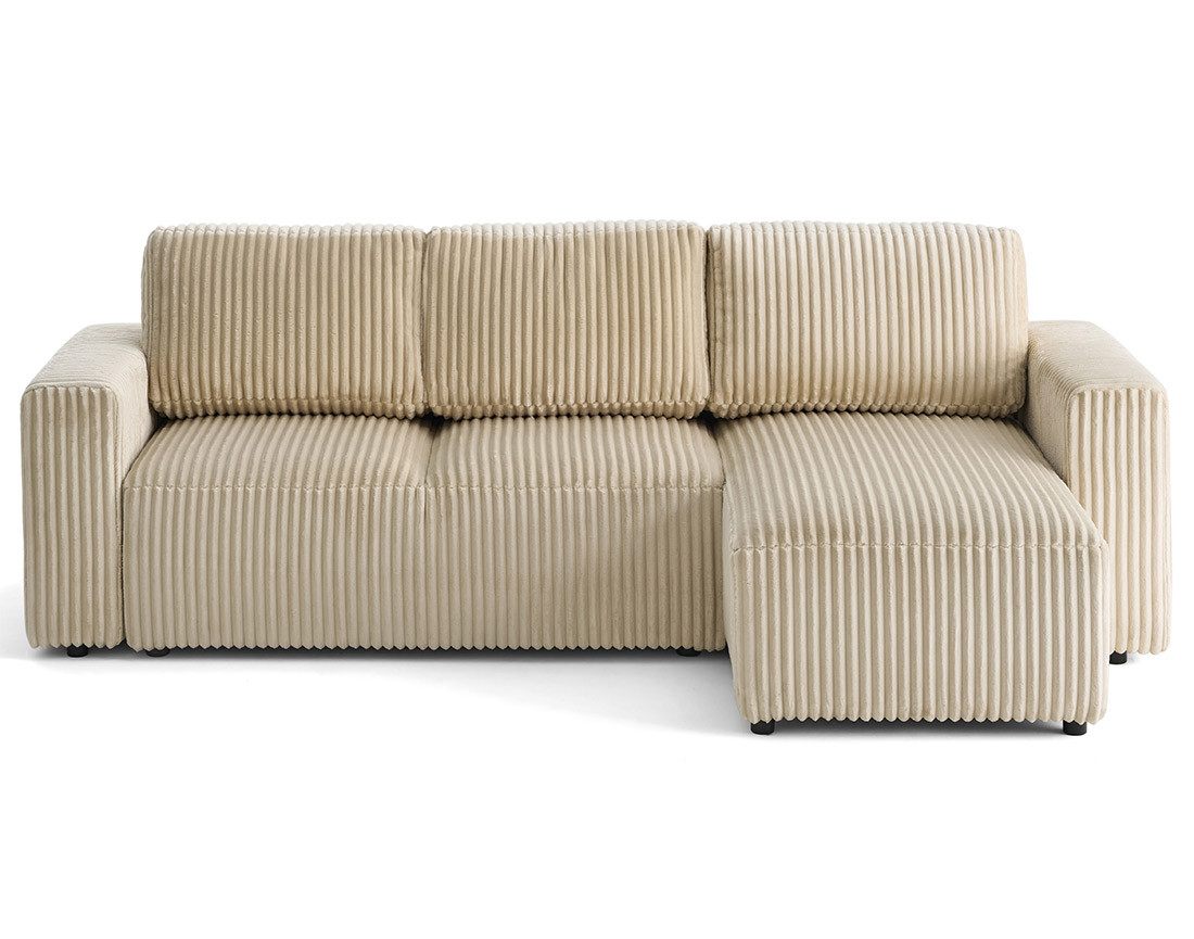 Canapé d'angle 4 places convertible en velours grosses côtes Livy Canapé d'angle 4 places convertible en velours grosses côtes Livy