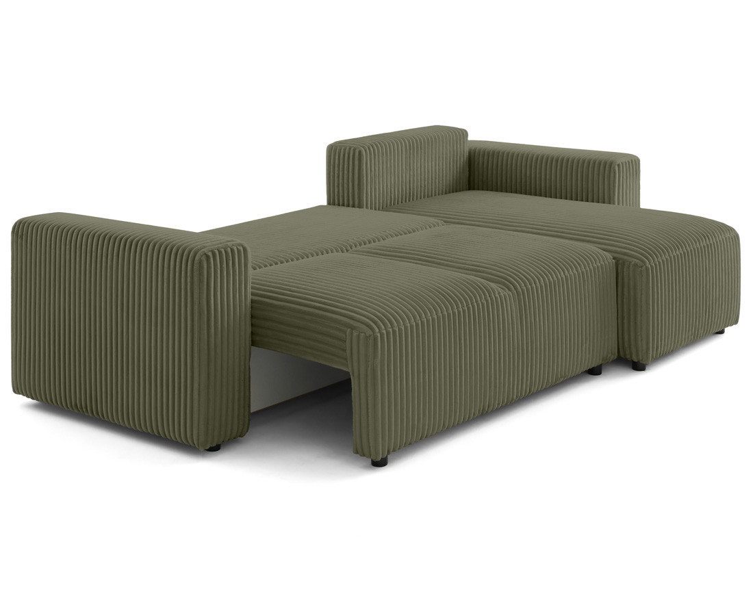 Canapé d'angle 4 places convertible en velours grosses côtes Livy