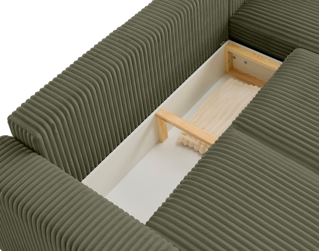 Canapé d'angle 4 places convertible en velours grosses côtes Livy