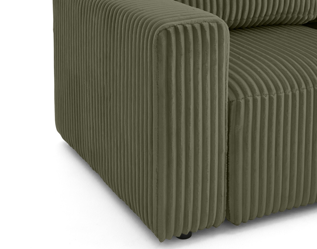 Canapé d'angle 4 places convertible en velours grosses côtes Livy