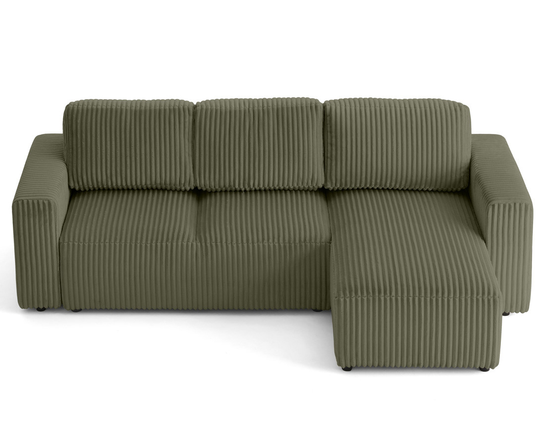 Canapé d'angle 4 places convertible en velours grosses côtes Livy