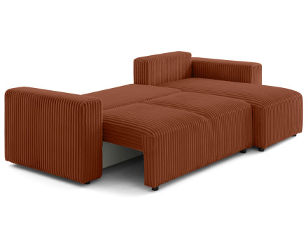 Canapé d'angle 4 places convertible en velours grosses côtes Livy