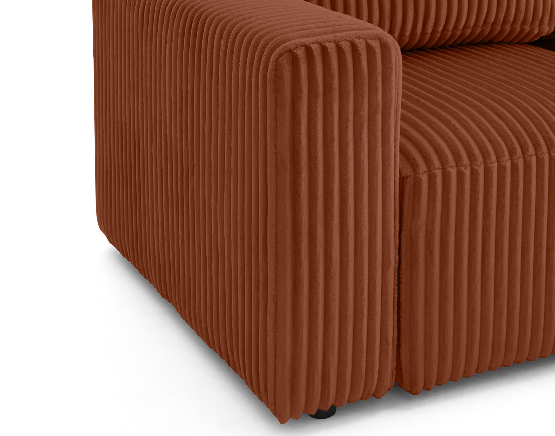 Canapé d'angle 4 places convertible en velours grosses côtes Livy