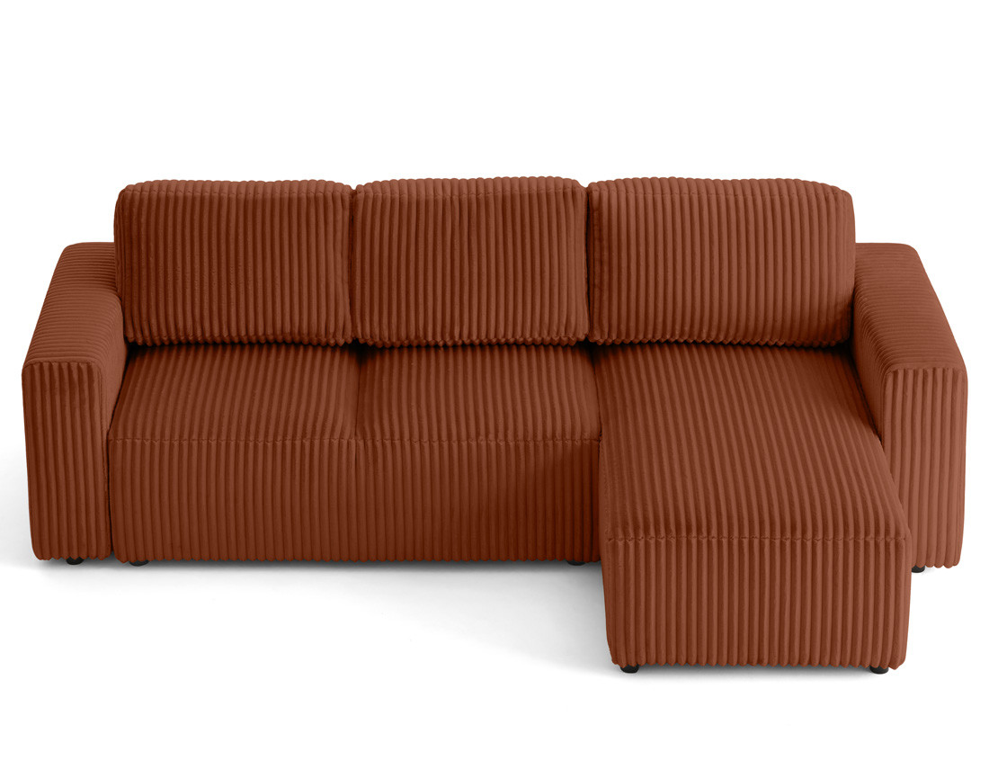 Canapé d'angle 4 places convertible en velours grosses côtes Livy
