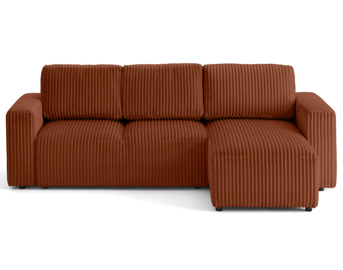 Canapé d'angle 4 places convertible en velours grosses côtes Livy