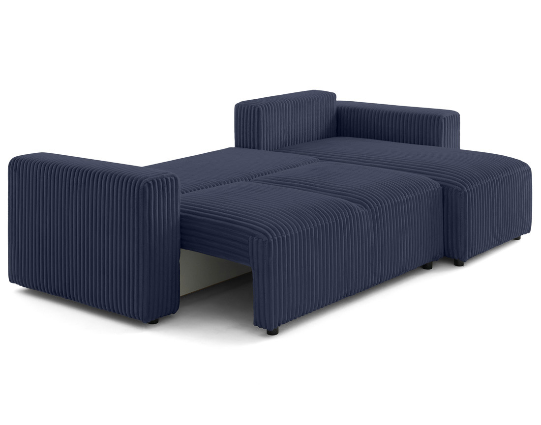 Canapé d'angle 4 places convertible en velours grosses côtes Livy