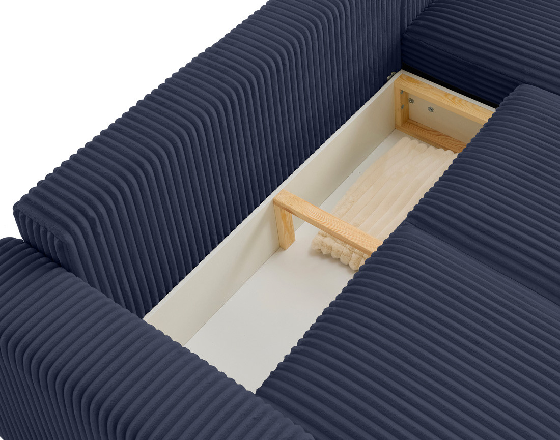 Canapé d'angle 4 places convertible en velours grosses côtes Livy