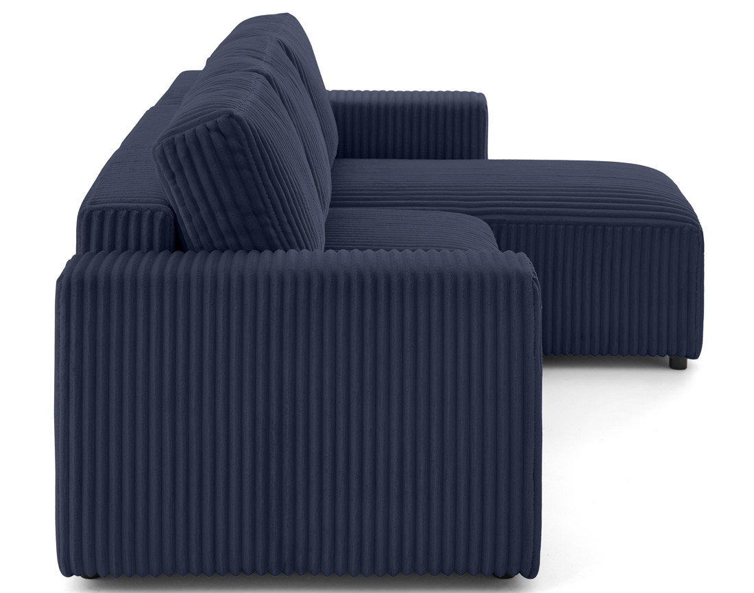 Canapé d'angle 4 places convertible en velours grosses côtes Livy