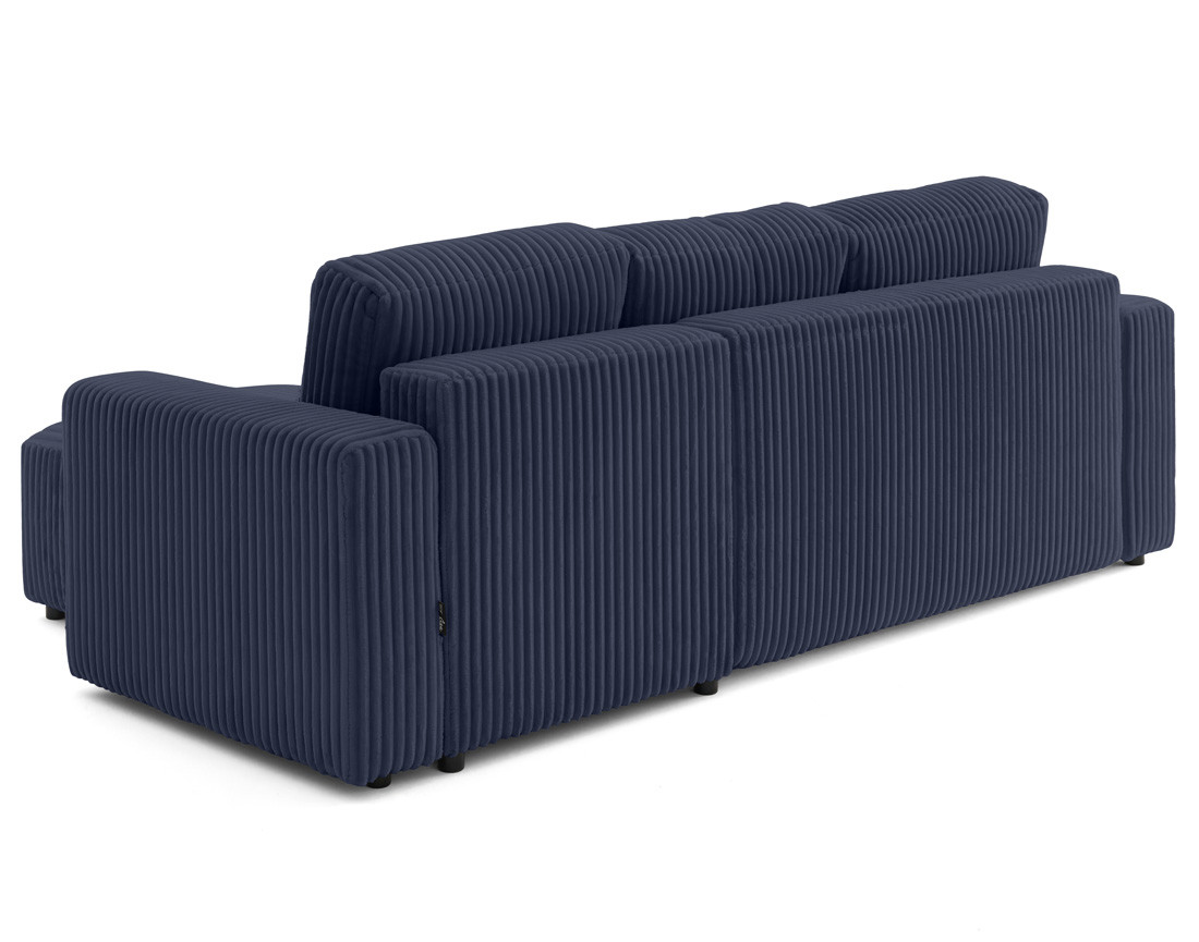 Canapé d'angle 4 places convertible en velours grosses côtes Livy