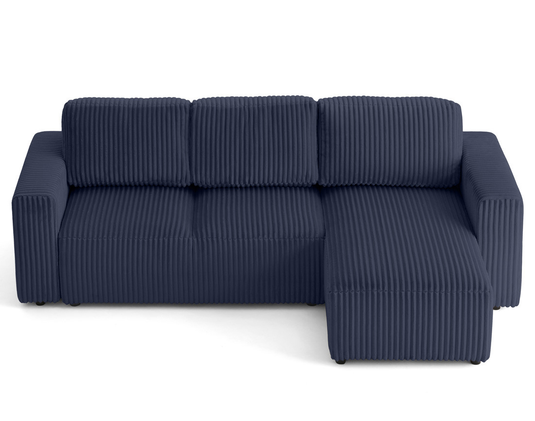 Canapé d'angle 4 places convertible en velours grosses côtes Livy