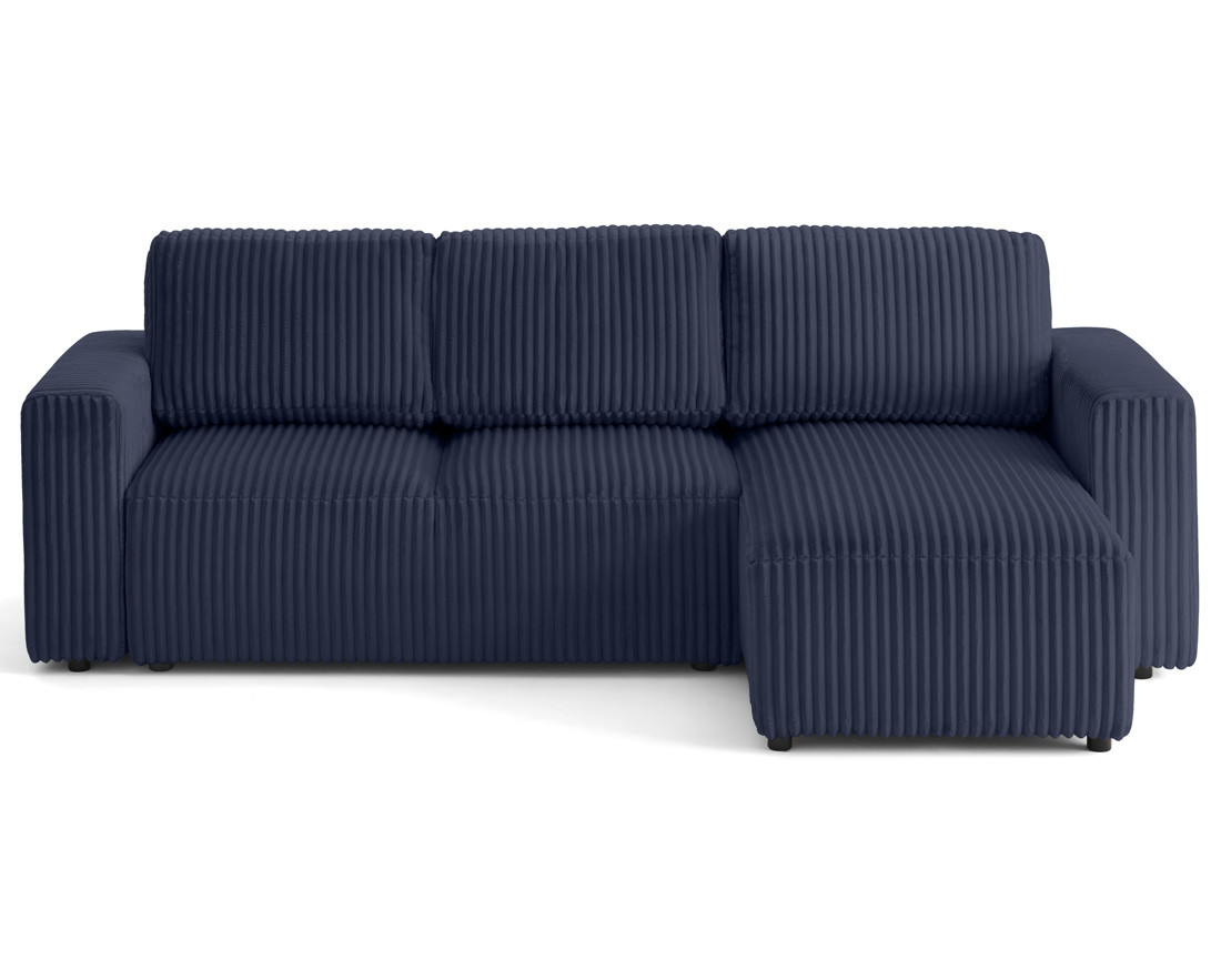 Canapé d'angle 4 places convertible en velours grosses côtes Livy