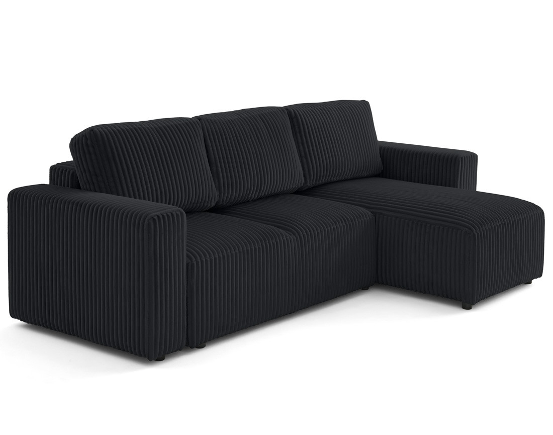 Canapé d'angle 4 places convertible en velours grosses côtes Livy Canapé d'angle 4 places convertible en velours grosses côtes Livy