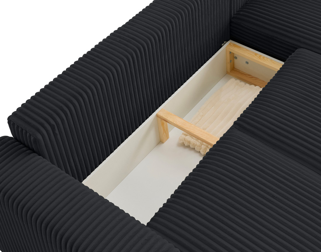 Canapé d'angle 4 places convertible en velours grosses côtes Livy Canapé d'angle 4 places convertible en velours grosses côtes Livy