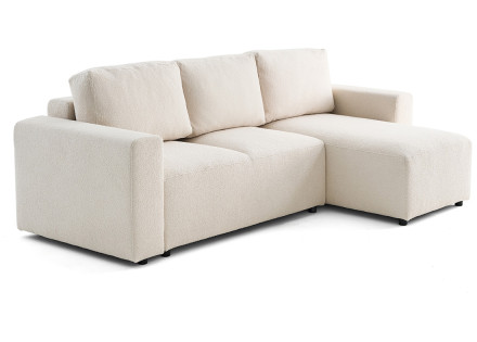 Canapé d'angle réversible 4 places convertible en tissu bouclette Livy