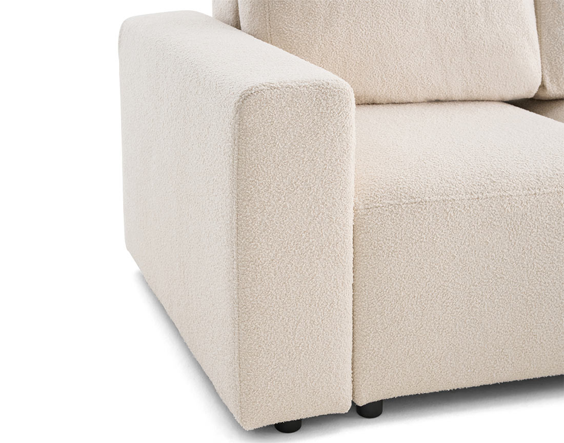 Canapé d'angle réversible 4 places convertible en tissu bouclette Livy