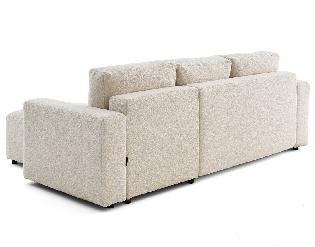 Canapé d'angle réversible 4 places convertible en tissu bouclette Livy