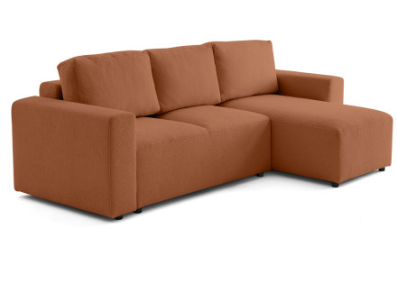 Canapé d'angle réversible 4 places convertible en tissu bouclette Livy