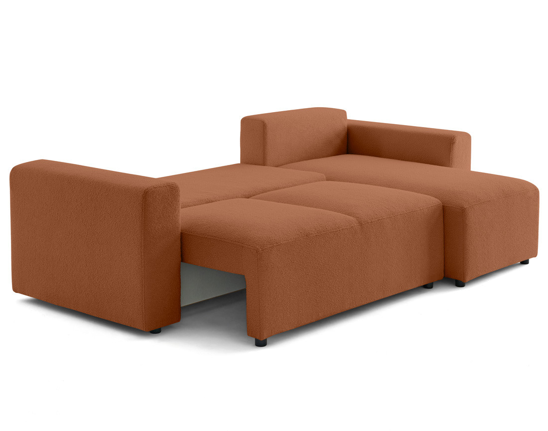 Canapé d'angle réversible 4 places convertible en tissu bouclette Livy