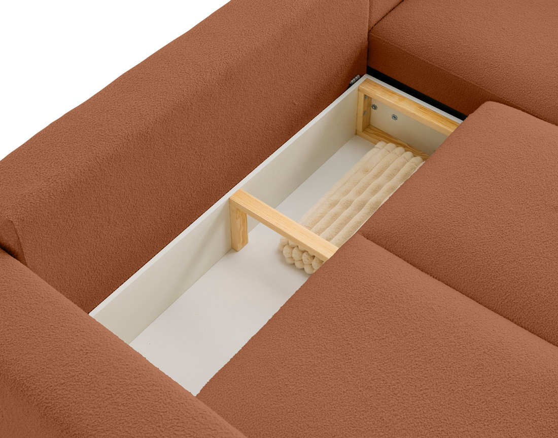 Canapé d'angle réversible 4 places convertible en tissu bouclette Livy