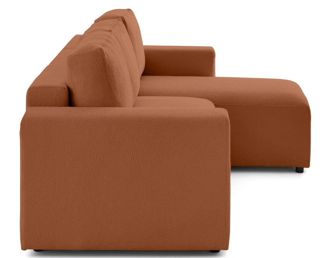 Canapé d'angle réversible 4 places convertible en tissu bouclette Livy