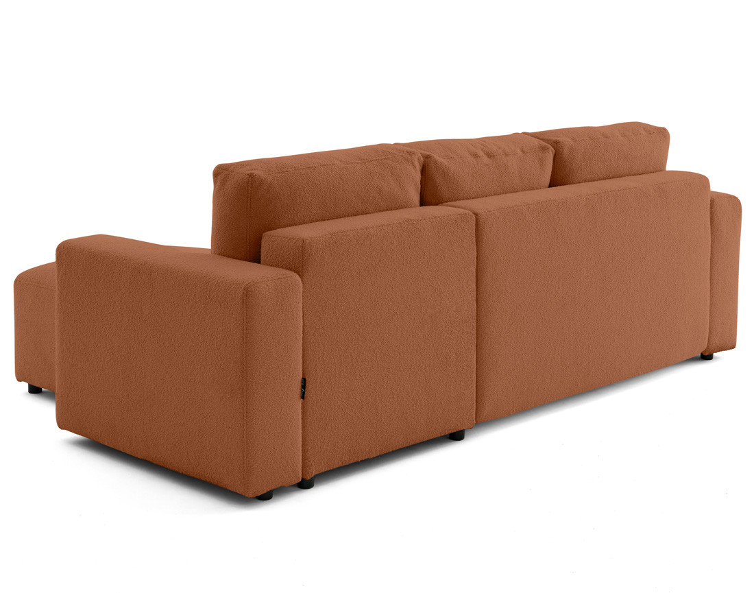 Canapé d'angle réversible 4 places convertible en tissu bouclette Livy