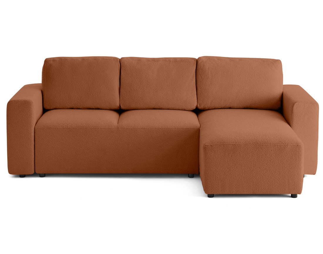 Canapé d'angle réversible 4 places convertible en tissu bouclette Livy