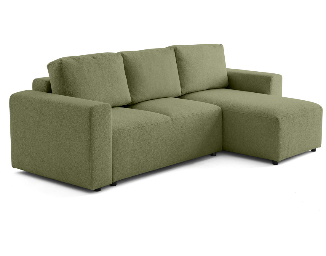 Canapé d'angle réversible 4 places convertible en tissu bouclette Livy