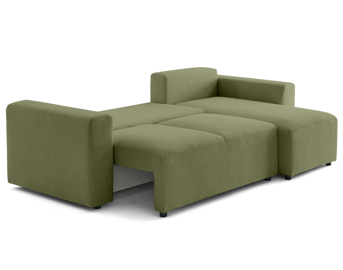 Canapé d'angle réversible 4 places convertible en tissu bouclette Livy