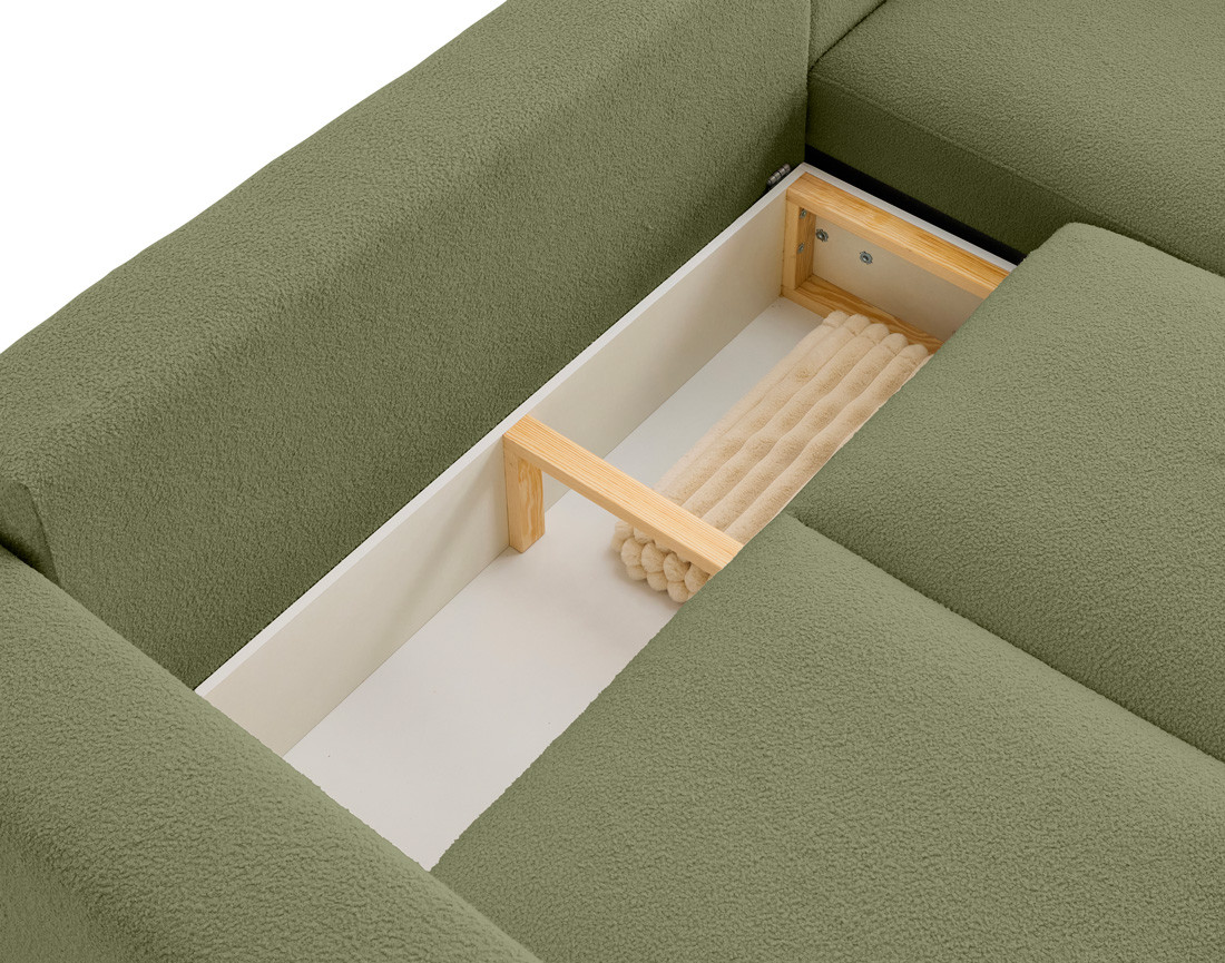 Canapé d'angle réversible 4 places convertible en tissu bouclette Livy