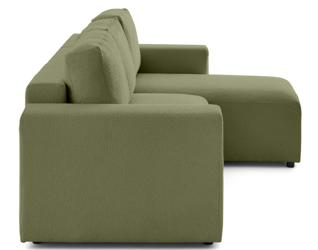 Canapé d'angle réversible 4 places convertible en tissu bouclette Livy