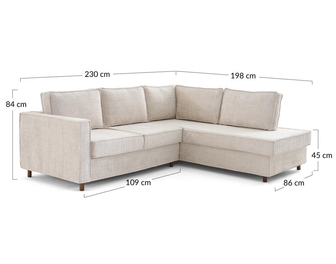 Canapé déhoussable d'angle droit 5 places en velours texturé Jake