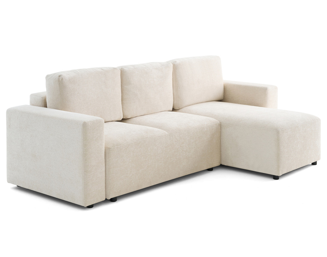 Canapé d'angle réversible 4 places convertible en velours texturé Livy Canapé d'angle réversible 4 places convertible en velours texturé Livy