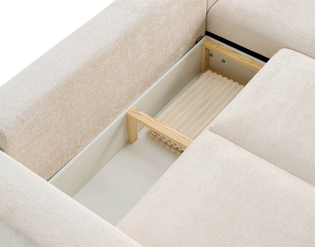 Canapé d'angle réversible 4 places convertible en velours texturé Livy Canapé d'angle réversible 4 places convertible en velours texturé Livy