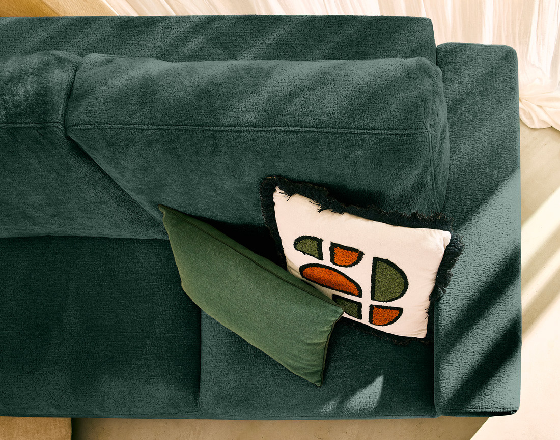 Canapé d'angle réversible 4 places convertible en velours texturé Livy