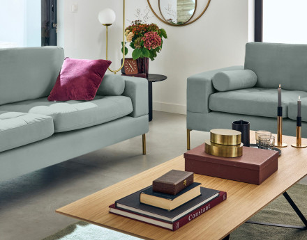 Canapé droit 3 places en velours Isaure