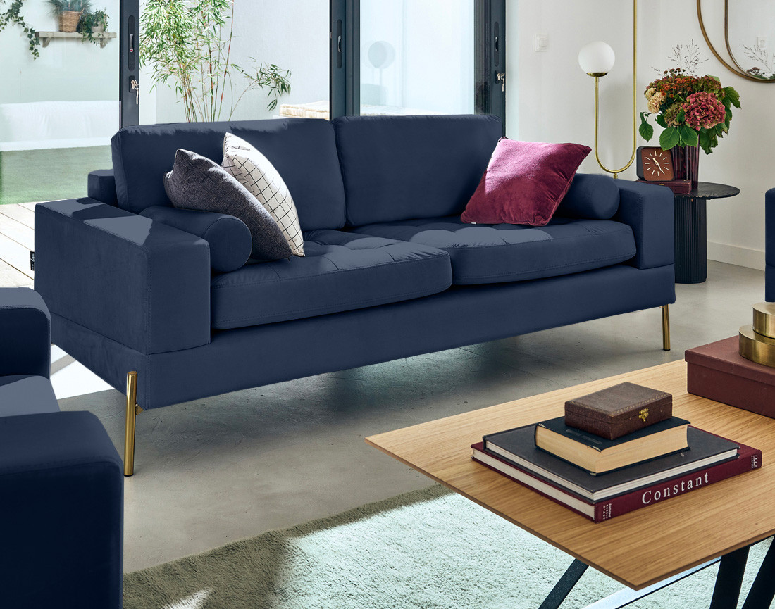 Canapé droit 3 places en velours Isaure