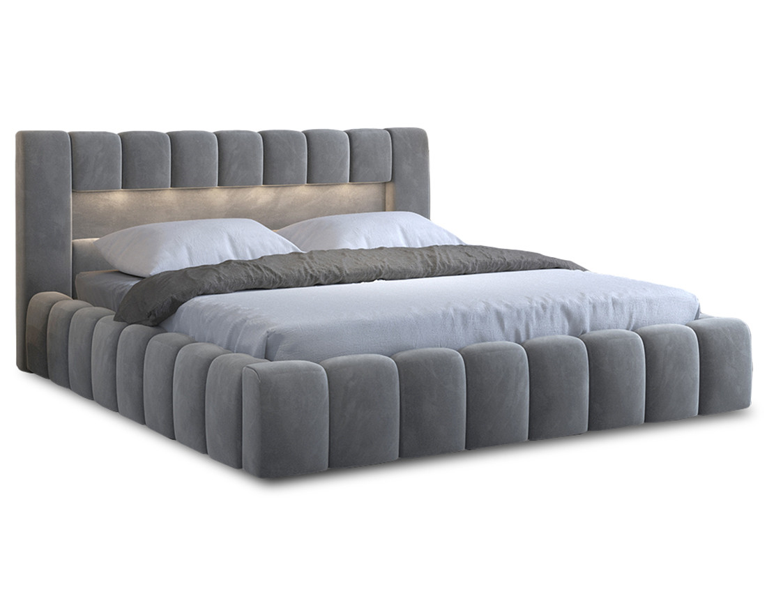 Lit coffre 140x200 cm sommier inclus en velours Cleo