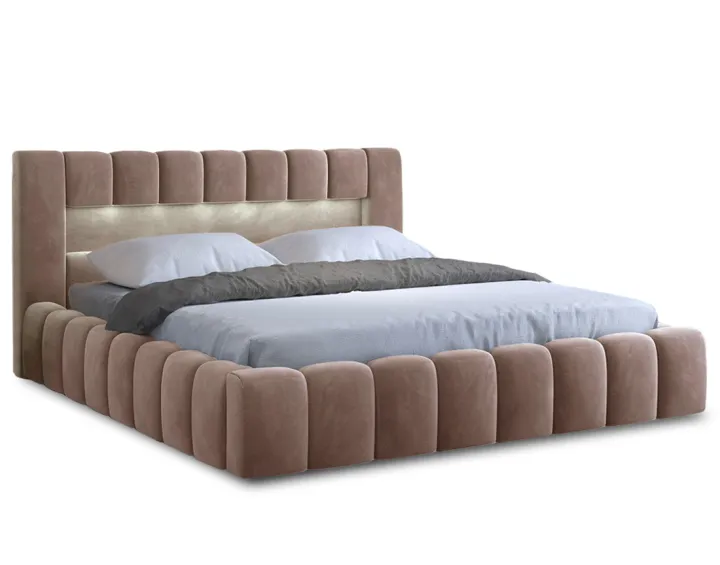 Lit coffre 140x200 cm sommier inclus en velours Cleo