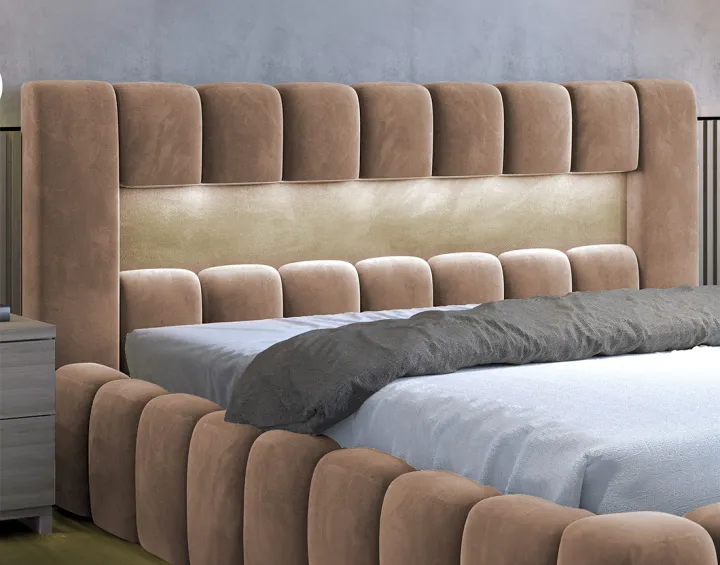 Lit coffre 140x200 cm sommier inclus en velours Cleo